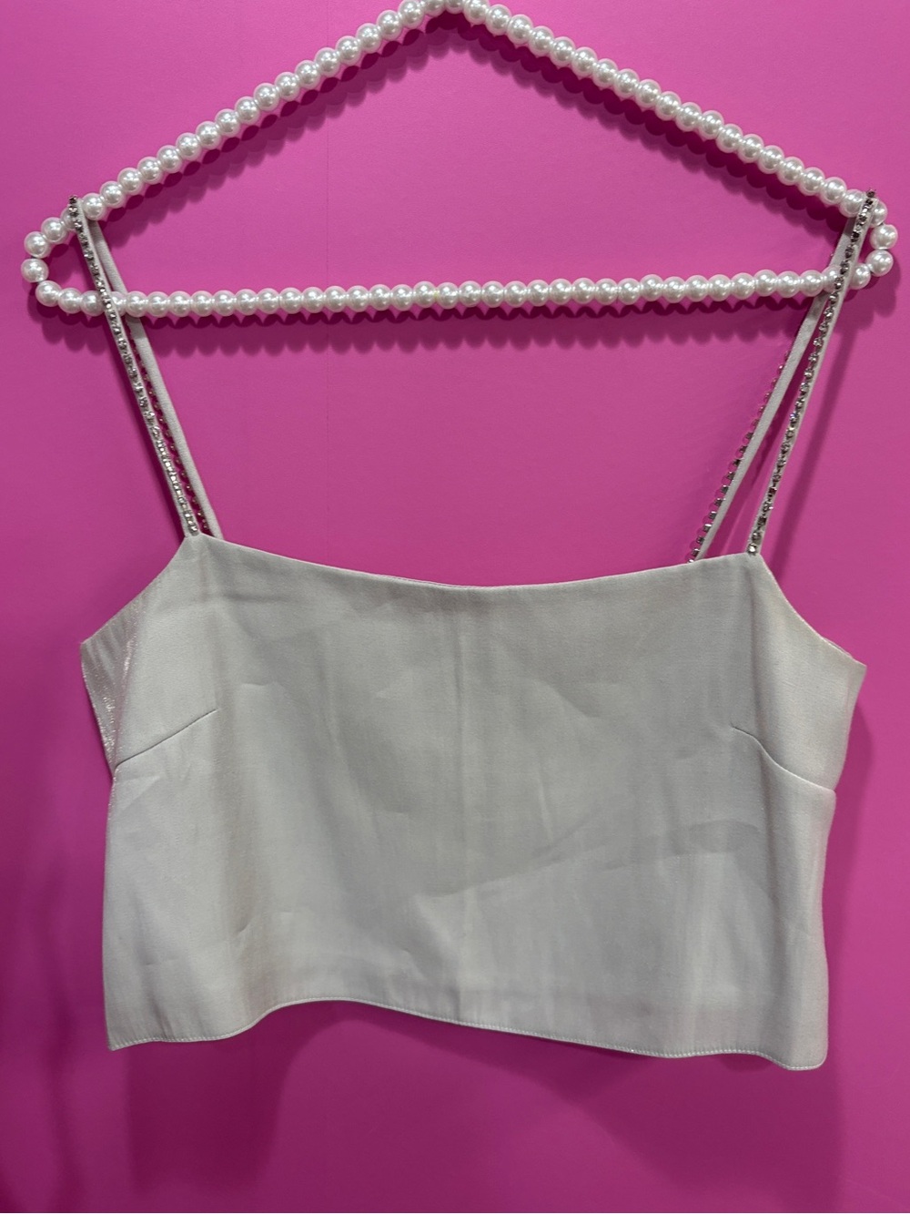 Sorella Rhinestone Strap Silver Metallic Tank Top